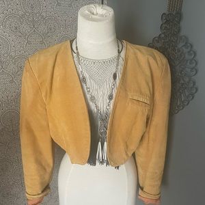Vintage mustard Paris Sports Club leather cropped jacket